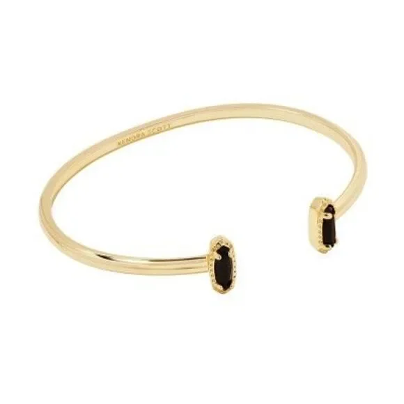 Kendra Scott Emma Opaque Glass 14K Gold Over Brass Cuff Bracelet Black
